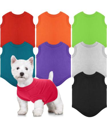 8 Pieces Dog Shirts Pet Puppy Blank Clothes Summer Soft Dog T-Shirt Breathable Dog Plain Shirts Cotton Puppy Clothes Outfit for Most Dogs Cats Puppy Pet (M) Medium