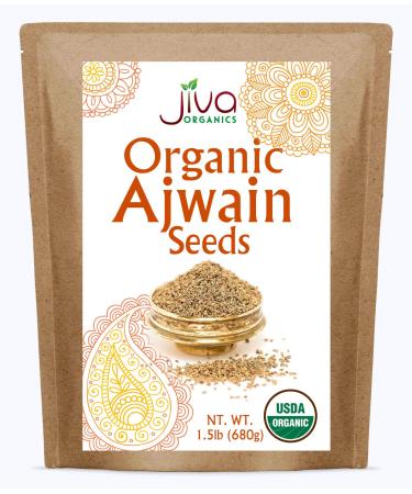 Jiva Organic Ajwain Seeds 1.5 LB Bag - Non-GMO - Bishops Weed or Carom Seeds 1.5 Pound (Pack of 1)