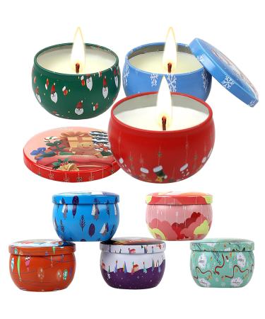 Fragrance candle gift set Christmas candle 100% natural soy ore for Christmas Mother's Day yoga stress relief Valentine's Day birthday aromatherapy (8 pack) 8 pieces Christmas