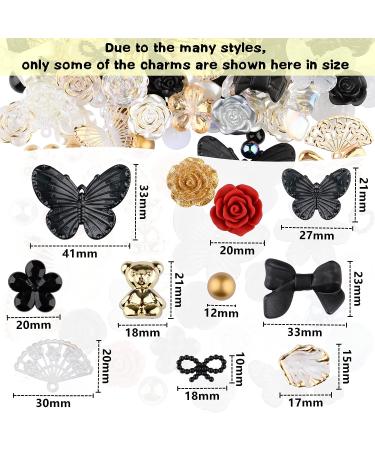 Kikonoke 350pcs 3D Resin ABS Rose Flower Bows Butterfly Charms with Pearl Beads - Black | Craft DIY Supplies - Buy Online on SooperMarket.com