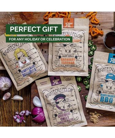 Righteous Felon Spicy Beef Jerky & Beef Stick Variety Pack - Crafted with Gluten Free, High Protein, Low Sugar & Low Calorie Ingredients - Healthy Snack Bundle - Buy Online on SooperMarket.com