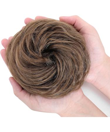 Thick Synthetic Hair Bun Extensions - Messy Hair Scrunchies for Women - Medium Brown to Coffee Brown (45g) - Light Brown Updo Ponytail Hairpiece - Buy Online on SooperMarket.com