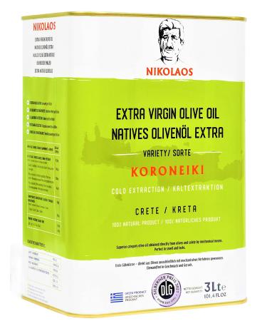 Olive oil 3 liters from Crete -Greece "Nikolaos" Premium quality 0.3% / cold -pressed extra virgin - extra native "Super fresh - rich in polyphenols // MHD: 10.10.2025 3 L (1 Pack)