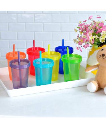 Youngever 7 Sets Plastic Kids Cups with Lids and Straws - Reusable Toddler Cups in Assorted Colors - Buy Online on SooperMarket.com
