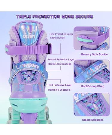 RunRRIn Girls Adjustable Roller Skates | Light Up Wheels | Purple | Size Medium (1-4 US) - Buy Online on SooperMarket.com
