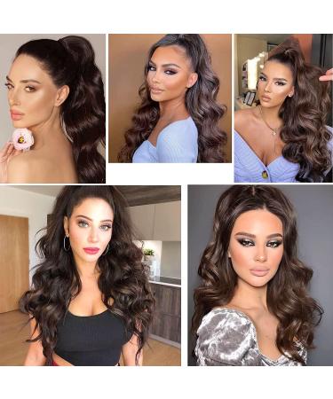 YEESHEDO Brown Long Wavy Drawstring Ponytail Hair Extension 24 Inches - Clip in Synthetic Hairpiece for Women - Buy Online on SooperMarket.com
