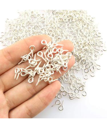500PCS Silver Mini Eye Hooks Bail Peg Sets for DIY Jewelry Making - 5x10mm Tegg Screw Eye Pin - Buy Online on SooperMarket.com