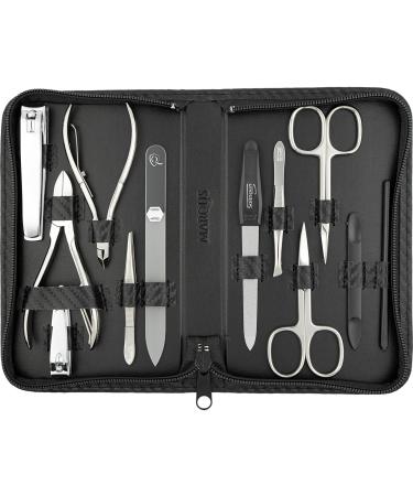 Marqus Solingen Manicure Set Solingen - 12 Party manicure Pedicure Set in synthetic leather case handy and soft - complete set with everything for hand and foot care 7. Carbon