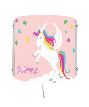 Creadesign WA-1034-02 unicorn pink children's room wall lamp personalized with name night light/slumbering for socket E14 22 x 22.5 x 8.5 cm