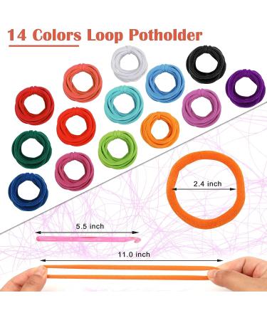 Windspeed 336 Pcs Loop Potholder Kit - 14 Colors Elastic Weaving Loom Loops for Kids DIY Crafts | Includes 2 Crochet Hooks - Buy Online on SooperMarket.com