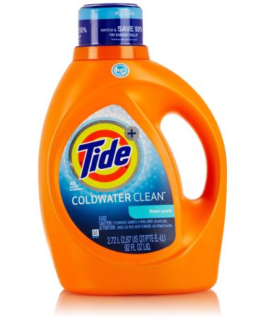 Tide High Efficiency Liquid Laundry Detergent Coldwater Clean Fresh Scent 48 Loads 92 Fl Oz
