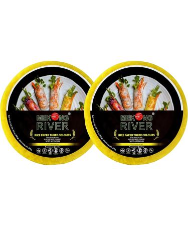 Lyan Mekong River Banh Trang Vietnamese Three Colours Rice Paper Round 16cm - 300g - Pack of 2 | Gluten-Free | Vegan | 100% Natural Rice Paper - Buy Online on SooperMarket.com