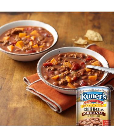 Kuner's No Salt Added Vegan Chili Beans (12 Pack) - Non-GMO, Gluten-Free Pinto Beans - 15 Oz Can - USA Sourced & Packaged - Buy Online on SooperMarket.com