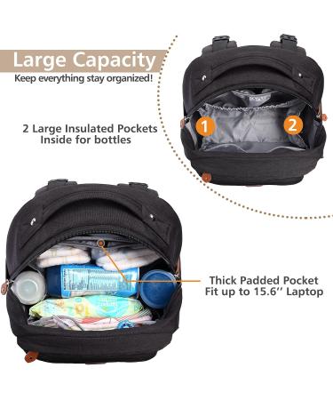 Diaper Bag Backpack  BabbleRoo Unisex Baby Bags with Changing Pad  Pacifier Case & Stroller Straps  Multifunction Waterproof Travel Back Pack for Boys Girls  Black - Buy Online on SooperMarket.com