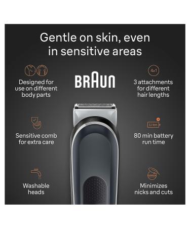 Braun Body Groomer Series 3 3340 for Men - Chest, Armpits, Groin Trimming & Manscaping | SkinSecure Technology, 2 Combs, Washable - Buy Online on SooperMarket.com
