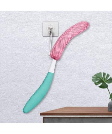 Exfoliating Shower Body Brush with Curved Handle - Green-White - Buy Online on SooperMarket.com