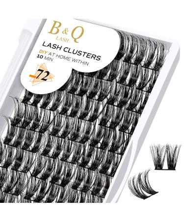 Cluster Lashes D Curl 12mm 72 Clusters B&Q Lash Clusters Individual Lashes Volume Eyelash Clusters DIY Lash Extensions Soft Wispy Cluster Eyelash Extensions DIY at Home (B12 D-12mm) D-12 mm B 12