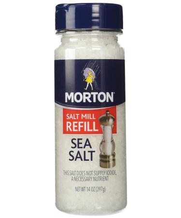 Morton Sea Salt Mill Refill 14 Ounce Canister (Pack of 2)