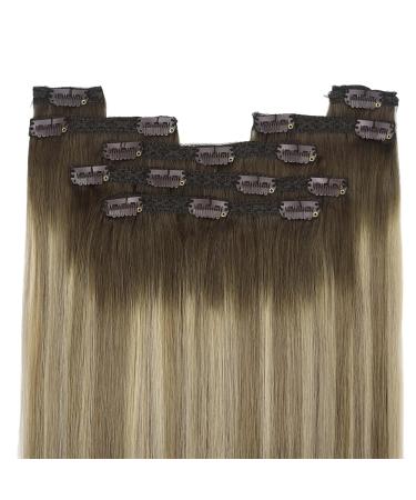 Youngsee 40cm Clip in Balayage Extensions | Real Hair Brown & Blonde | 120g - 7PCs Hair Clips - Buy Online on SooperMarket.com
