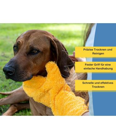 Canicoat Dog Towel SECCARE Set with Glove - Oeko-Tex Certified Microfiber Suction-Strong & Fast Drying (S/M Yellow) | International Shipping - Buy Online on SooperMarket.com