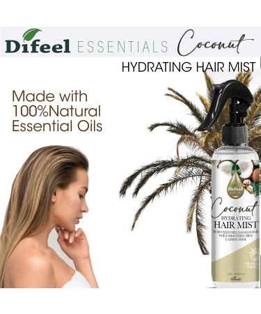 Difeel Essentials Hydrating Coconut Hair Mist 6 oz. - Nourishing Coconut Oil Spray - Buy Online on SooperMarket.com