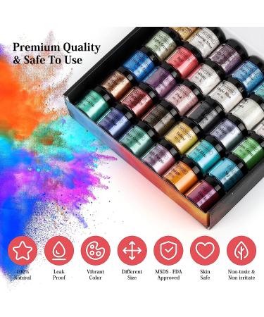 30 Colors Mica Powder for Epoxy Resin - Natural Pigment Dye for Cosmetics, Paint, Soap, Nail Polish, Candles & More - 5g Set - Buy Online on SooperMarket.com