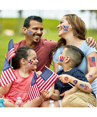 4th of July Temporary Tattoos - Patriotic Red, White & Blue Stickers for Independence Day Celebrations - Buy Online on SooperMarket.com