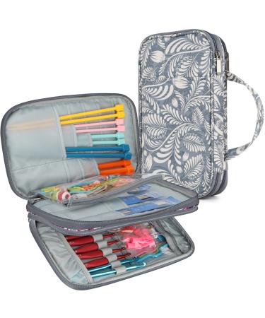 Aeelike Knitting Needle Case Crochet Hook Organizer for Interchangeable Circular Knitting Needles Crochet Hooks (Under 11) Travel Crochet Hook Case for Women Blue (No Accessories Included) Bluish gray