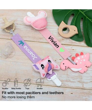 Personalized Pacifier Clip with Name - Ausbay Paci Holder for Boys and Girls - Cotton Fabric Leash for Pacifiers - Black Elephant Pattern - Buy Online on SooperMarket.com