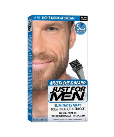 Just for Men Mustache and Beard Brush-in Color Gel, Light Brown, 3 Count Light Brown 3 Count (Pack of 1)