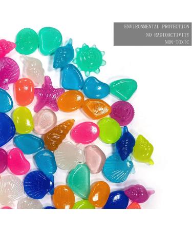 Yisscen Colorful Light Stones - 90 Bright Pebble Stones for Aquariums Children's Room D cor & Garden Walkways | Mixed Color Starfish & Shell Glow Stones - Buy Online on SooperMarket.com