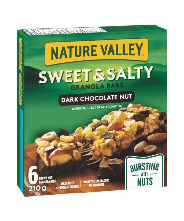 NATURE VALLEY, Sweet & Salty Dark Chocolate Nut Granola Bars, 6 Count, 210g/7.4 oz., Box, {Imported from Canada}