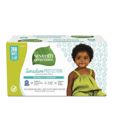 Seventh Generation Baby Wipes Free & Clear with Flip Top Dispenser White unscented 768 Count