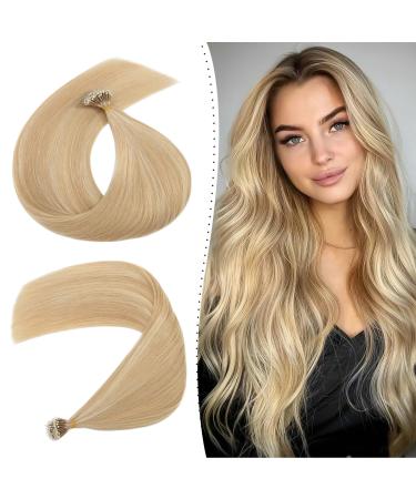 Nano Ring Hair Extensions 20inch 1g/s Pre Bonded 50g Nano Tip Bondings 100% Real Remy Human Hair #18P613 Ash Blonde&Bleach Blonde 20 Inch #18P613 Ash Blonde&Bleach Blonde