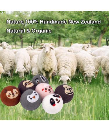 8PCS Wool Dryer Balls - Cute Animal Design 100% Natural New Zealand Wool Chemical-Free Reusable Anti-Static Laundry Solution - Buy Online on SooperMarket.com