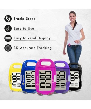 OZO Fitness CS1 Pink Easy Pedometer - Large Display Step Counter for Walking with Clip and Lanyard - Buy Online on SooperMarket.com