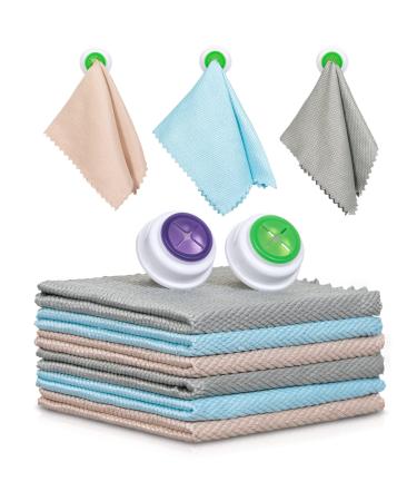 Generic Nanoscale Cleaning Cloth w/Holders | 6 Pack Fish Scale Streak Free Miracle Easy Clean Window Lint Towels Reusable Cloth Multicolor 15.7'x11.8'