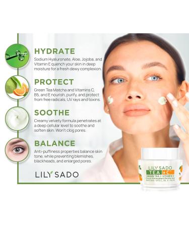 LILY SADO TEA+C Green Tea & Vitamin C Moisturizer | Antioxidant Anti-Aging Lotion - Hydrates & Firms Skin for Men & Women - Buy Online on SooperMarket.com