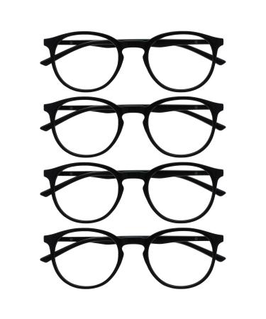 Opulize met reading glasses 4 Pack slim round frame spring hinges scratch-resistant black men women rrrr60-1 +3.50 black +3.50 diopters