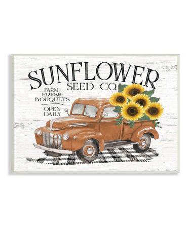 Stupell Industries Vintage Sunflower Seed Co. Advertisement Red Farm Truck Wall Plaque 15 x 10 Orange