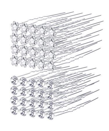 40 Pack Bridal Wedding Hair Pins Rhinestone Hair Clips Accessories for Women and Girls (Style D)