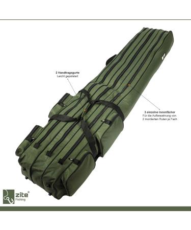 Zite Fishing Rod Pocket & Bag 190cm | Water-Repellent Fishing Rod Case | 3-Fan Backpack for Fishing Rods - Buy Online on SooperMarket.com