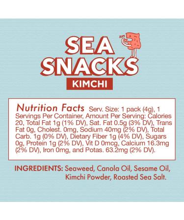 KPOP Foods Kimchi Sea Snacks - 20 Individual Packs | Premium Kimchi Flavored Seaweed Snacks | Made with Korean Seaweed | Vegan, Keto, Low Calorie Superfood - Buy Online on SooperMarket.com