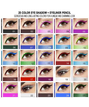 SUMEITANG 25 Colors Eyeliner Pencil Set - Rainbow Metallic Glitter Gel Pen Kit for Waterproof Eye Makeup - Buy Online on SooperMarket.com