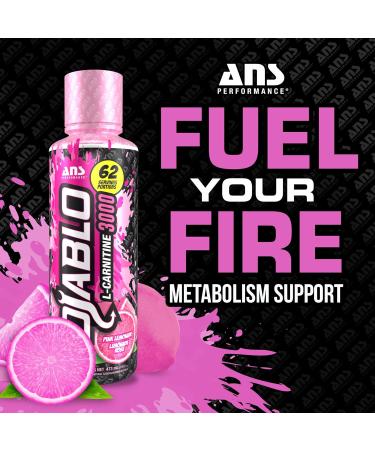 ANS Performance Diablo Carnitine 3000 (473 mL 16 oz) - Muscle Recovery Support - Double The Value with 3000 mL of L Carnitine per 15 mL - Delicious Flavours (Pink Lemonade) - Buy Online on SooperMarket.com