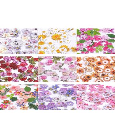 450pcs 3D Flower Nail Art Sequins Decals - Colorful Mixed Flowers & Leaves Designs | MAIOUSU STORE - Buy Online on SooperMarket.com