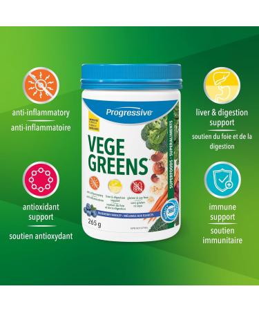 Progressive Vegegreens Blueberry Medley Flavour 265 g Anti-Inflammatory plus Liver & Digestion Support Blueberry Medley 265 g - Buy Online on SooperMarket.com