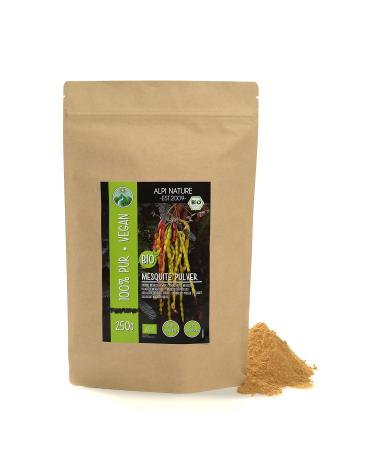 Organic mesquite powder (250g 8.8oz) organic mesquite with caramel flavor from certified organic farming gluten-free lactose-free laboratory-tested vegan 100% natural 250.00 g (Pack of 1)