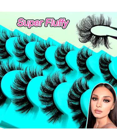 7 Pairs of 3D False Eyelashes Cat Eye Fluffy Volume D Curl Cat Eye Artificial Eyelashes Natural Look Reusable Handmade Faux Mink Makeup Eyelashes (BH02) 7B-D-Curl-H02 - Buy Online on SooperMarket.com