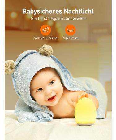 Synighty Dimmable Silicone LED Night Light for Children - 8 Color Changing 1-Hour Timer Memory Function Type C Charging - Perfect Egg-Shaped Bedside Lamp for Breastfeeding (White) - Buy Online on SooperMarket.com